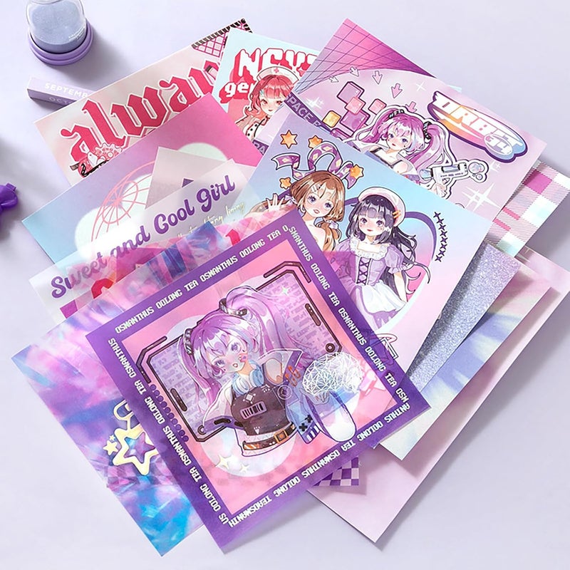 Auguro Scrapbook kit for Girls A6 Grid Kawaii notebooks Stationery Junk Journal Kit Scrapbooking Supplies kit Craft DIY Gift for Adult Teen Girl Cute Bullet Journal - Image 5